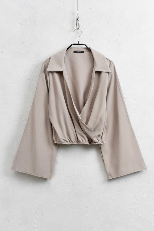 Viskózová taupe halenka s širokými rukávy