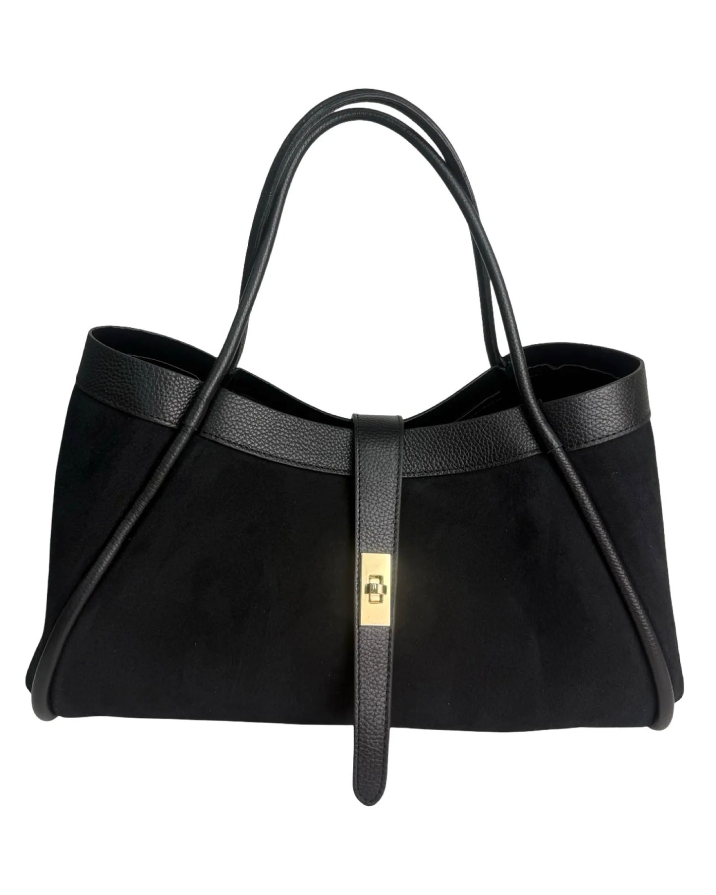 Maxi černá kabelka z broušené kůže