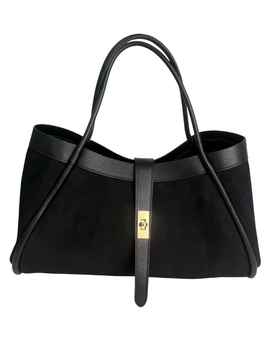 Maxi černá kabelka z broušené kůže