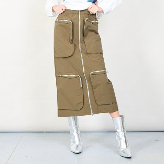 Béžová kargo sukně