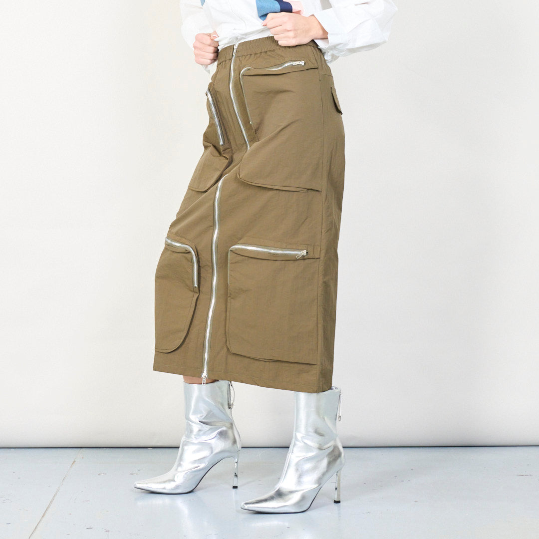 Béžová kargo sukně