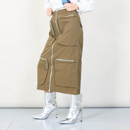 Béžová kargo sukně