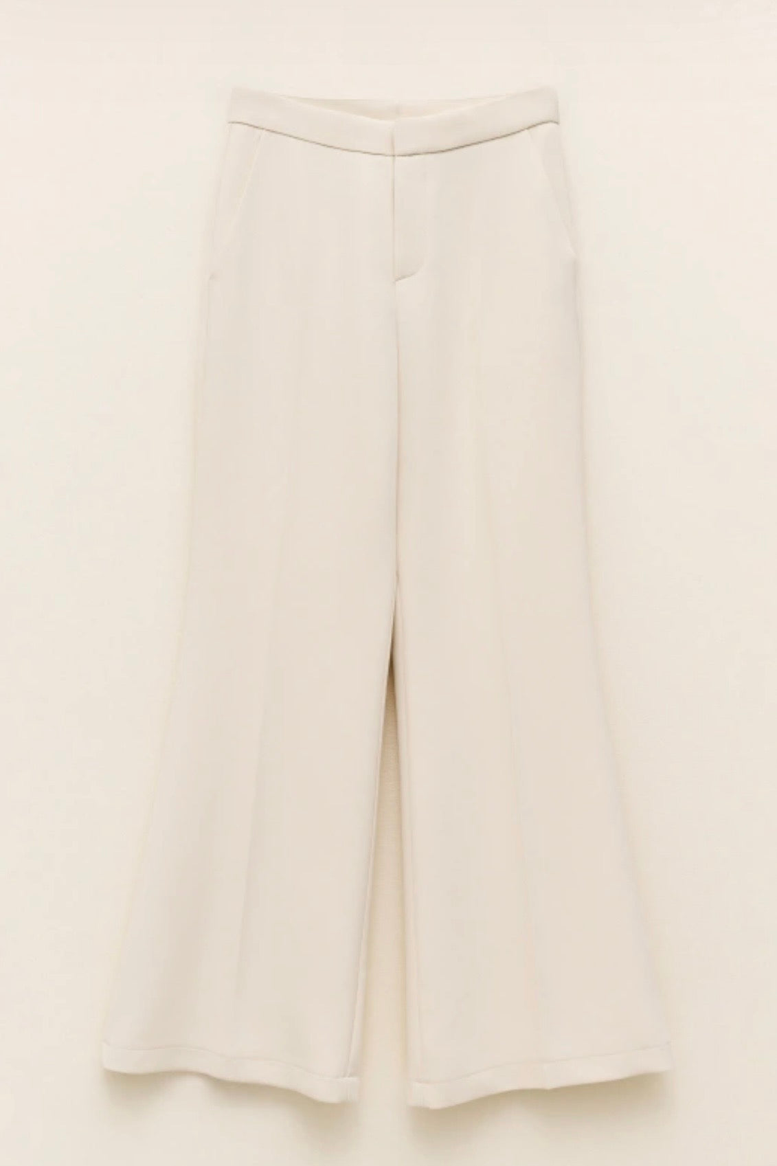 Krémové flared kalhoty