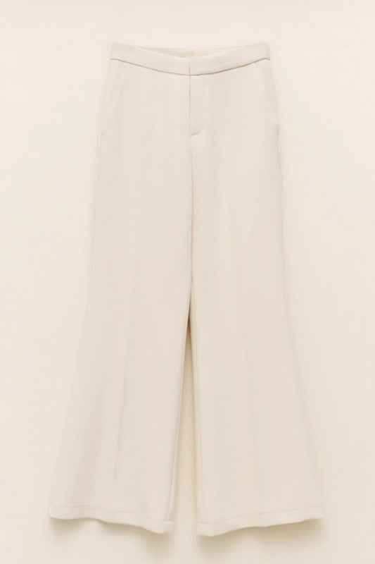 Krémové flared kalhoty