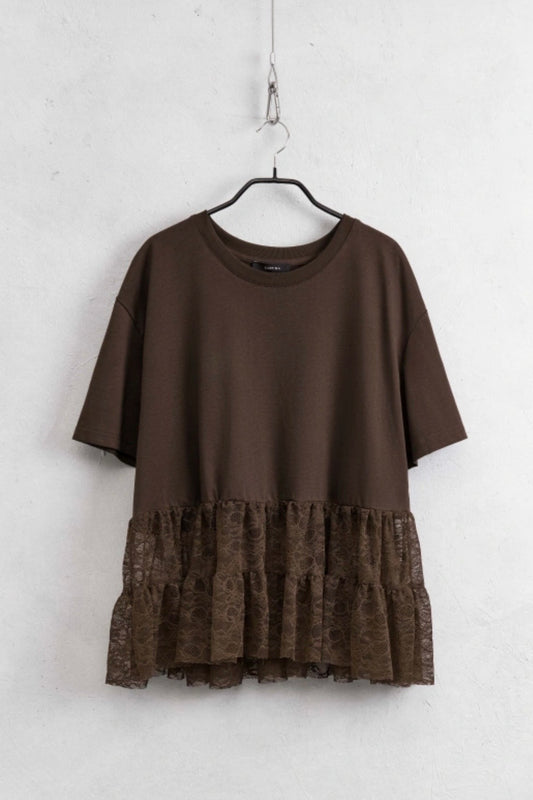 Hnědý top s krajkou