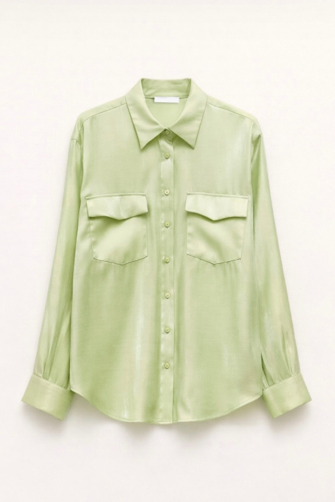 Limetková saténová košile