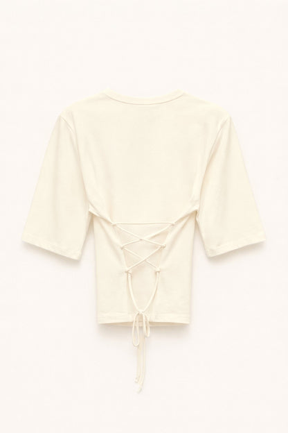 Butter yellow tričko s krátkým rukávem na zavazování