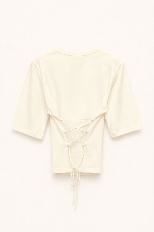 Butter yellow tričko s krátkým rukávem na zavazování