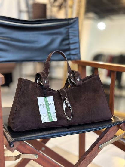 Tote kabelka z hnědé broušené kůže LIMITOVANÁ EDICE