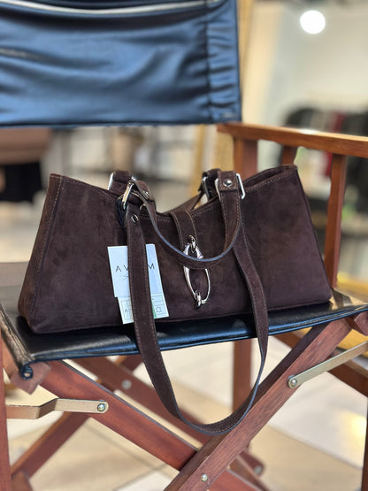 Tote kabelka z hnědé broušené kůže LIMITOVANÁ EDICE