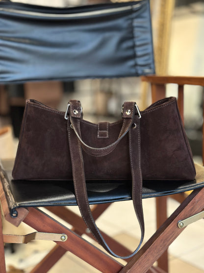 Tote kabelka z hnědé broušené kůže LIMITOVANÁ EDICE