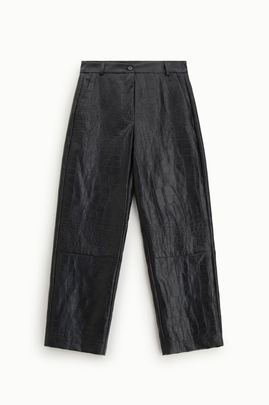 Černé kalhoty z krokodýlí eko kůže