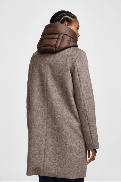 Taupe vlněný kabát s odepínatelnou vsadkou