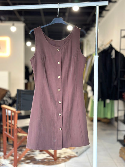 Hnědá vesta / mini šaty z rayonu