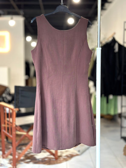 Hnědá vesta / mini šaty z rayonu