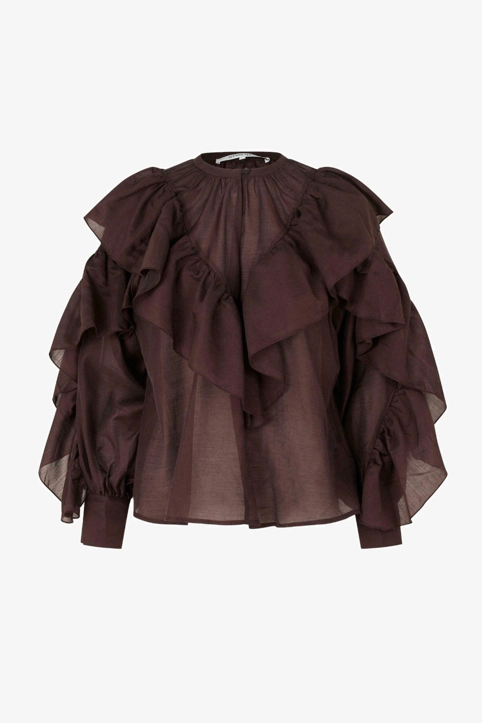 Hnědá halenka s volánky