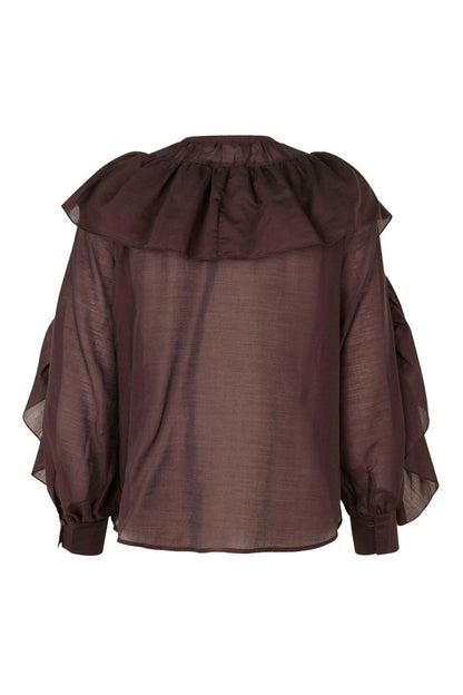 Hnědá halenka s volánky