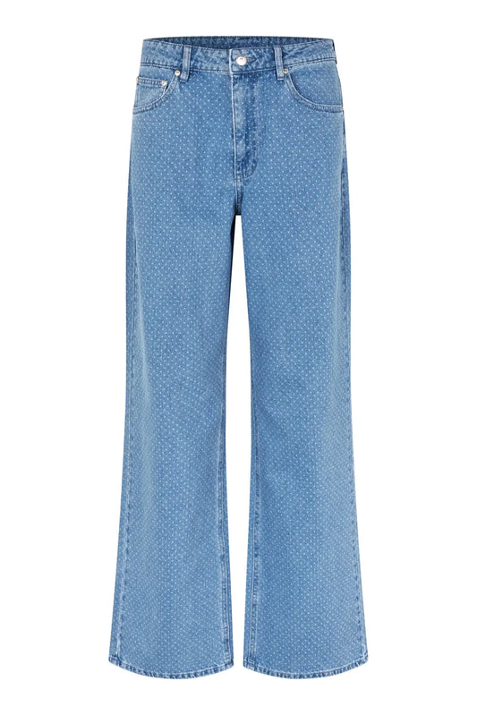 Modré džíny s puntíky