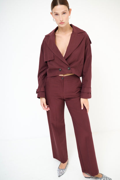 Cihlové kalhoty s příměsí rayonu