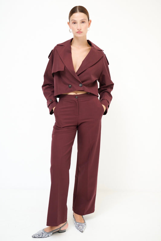 Cihlové kalhoty s příměsí rayonu