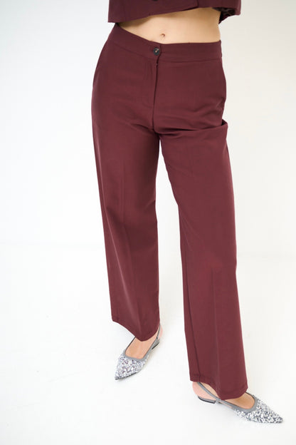 Cihlové kalhoty s příměsí rayonu