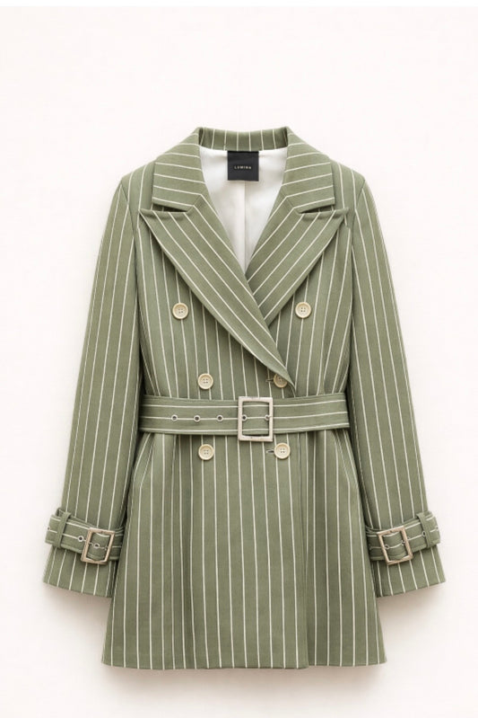 Zelený pruhovaný kabát/sako