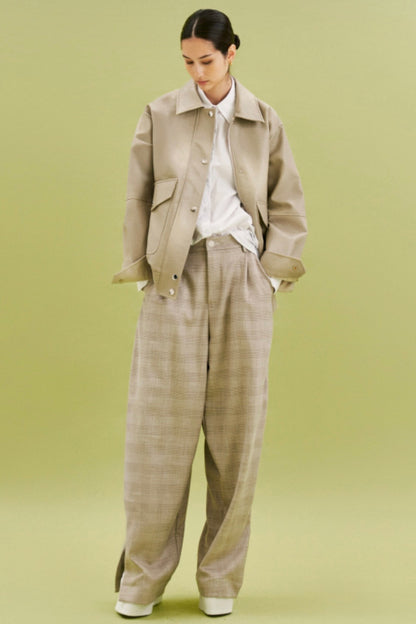 Taupe bunda z eko kůže