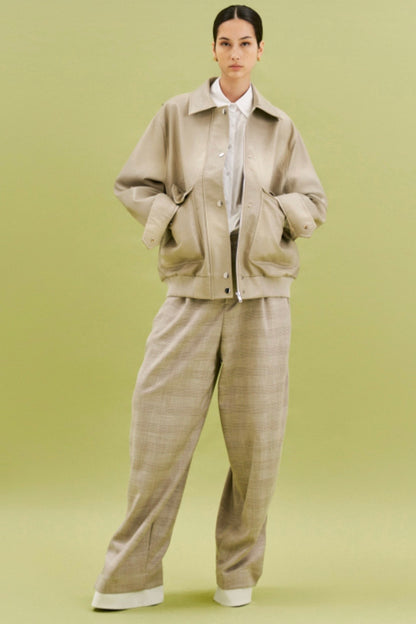 Taupe bunda z eko kůže