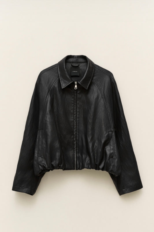 Černý bomber z eko kůže