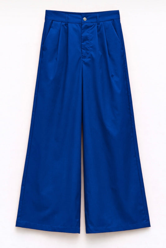Královsky modré bavlněné kalhoty