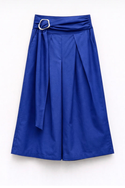 Královsky modré cullottes kalhoty