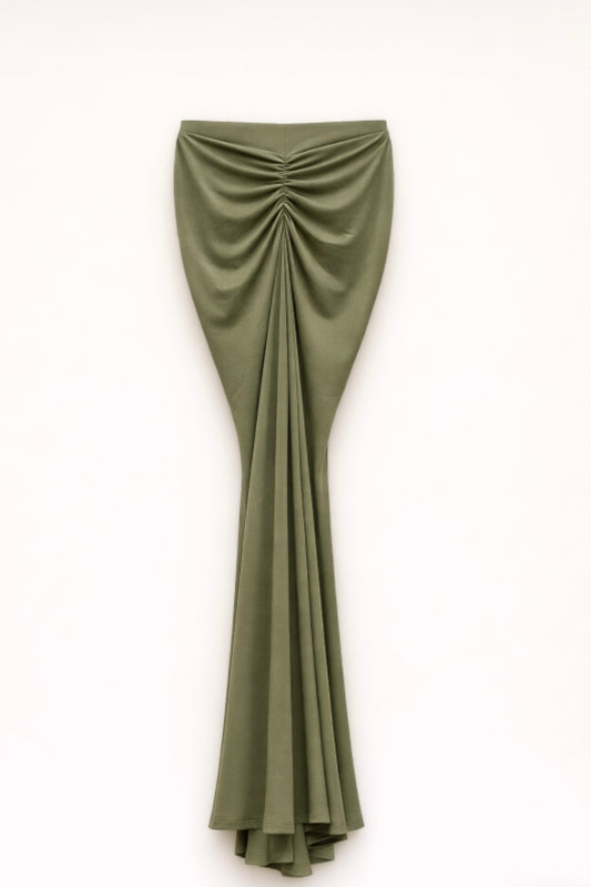 Dlouhá zelená bodycon úzká sukně