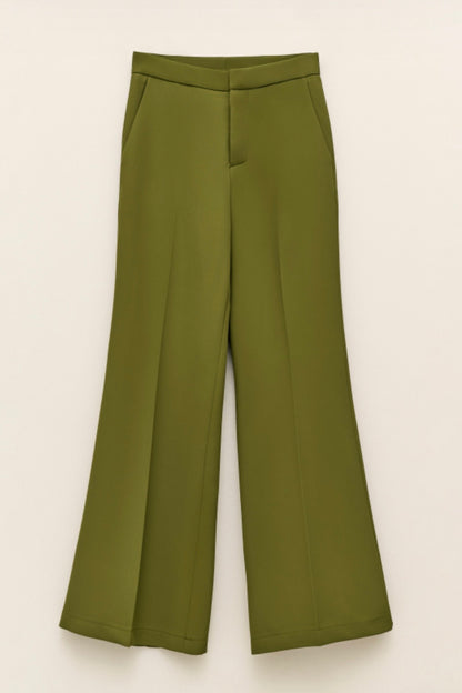 Zelené flared kalhoty