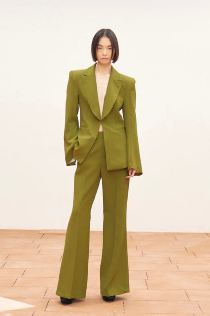 Zelené flared kalhoty