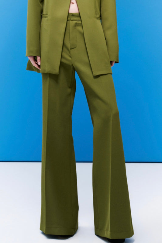 Zelené flared kalhoty