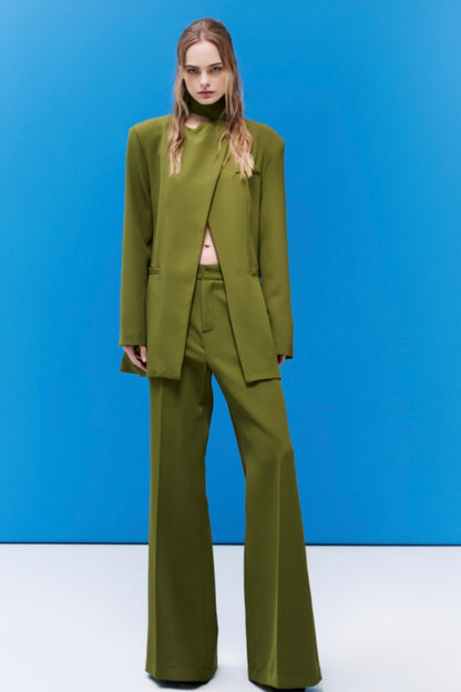 Zelené flared kalhoty