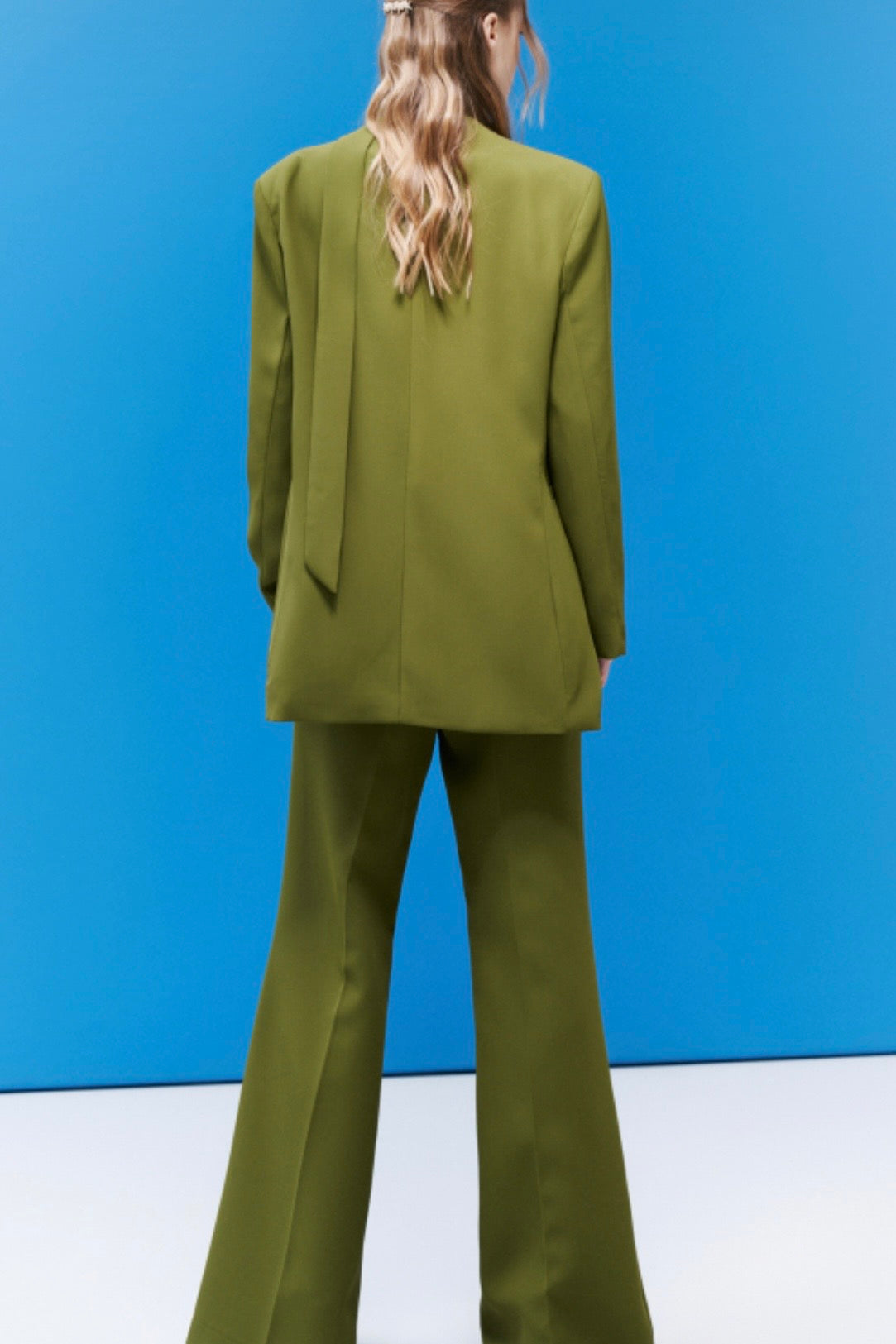 Zelené flared kalhoty