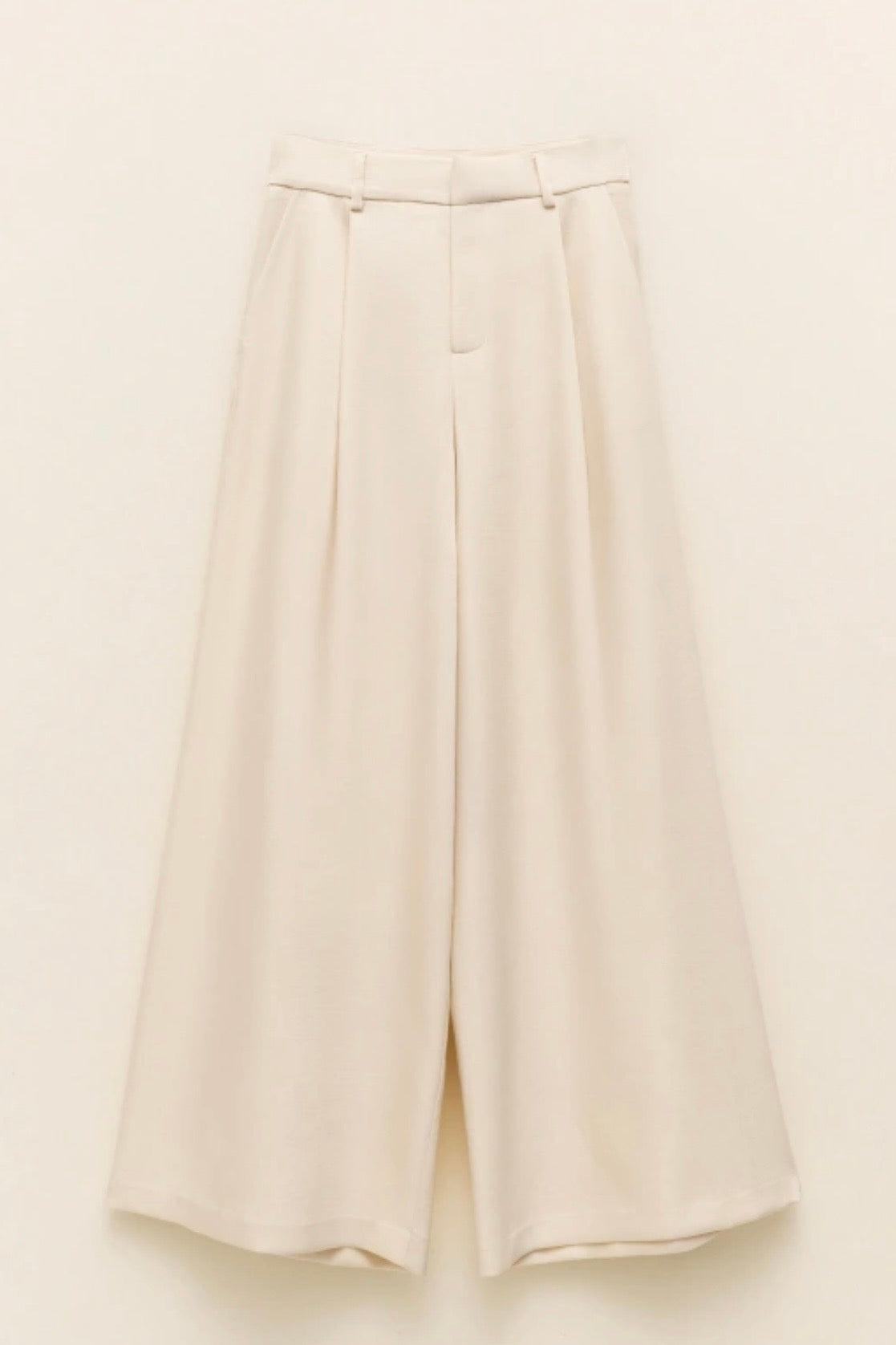Krémové široké kalhoty