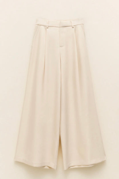 Krémové široké kalhoty