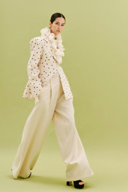 Krémové široké kalhoty