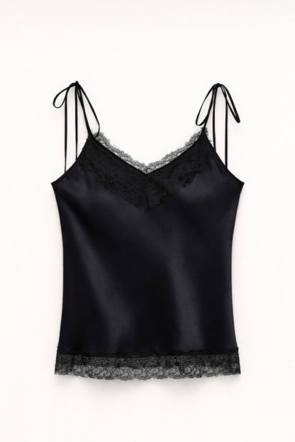 Černé saténové tílko