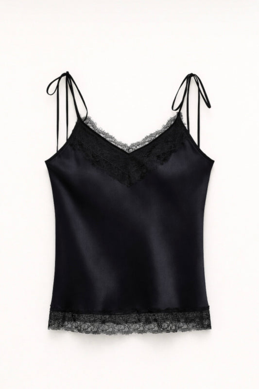 Černé saténové tílko
