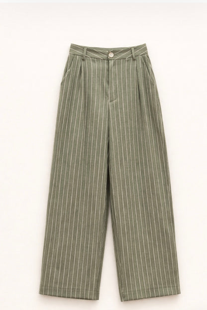 Pruhované zelené kalhoty