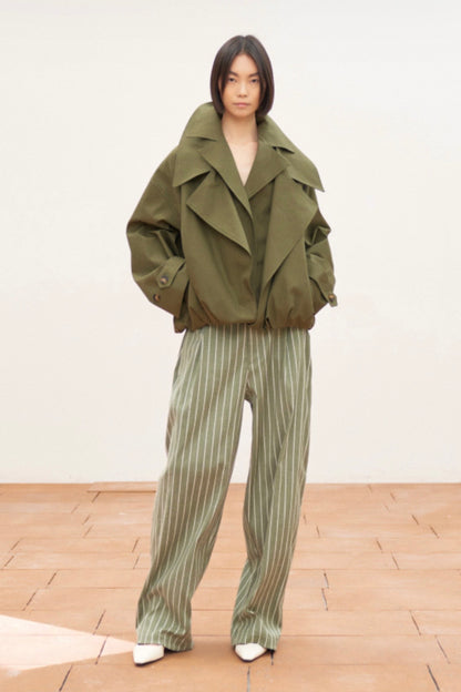 Pruhované zelené kalhoty