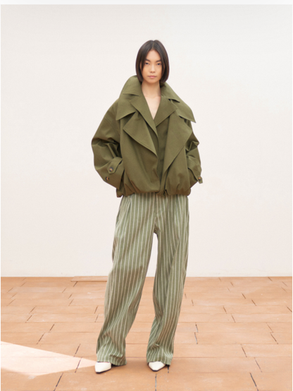 Pruhované zelené kalhoty