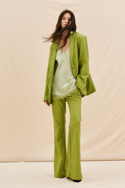 Zelené oversized sako z eko kůže