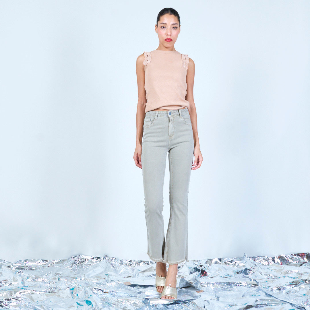 Světlé cropp flared kalhoty