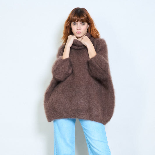 Mohérový svetr se zkrácenými rukávy