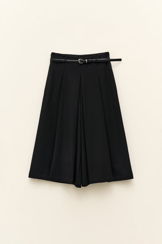 Černé cullottes kalhoty s páskem