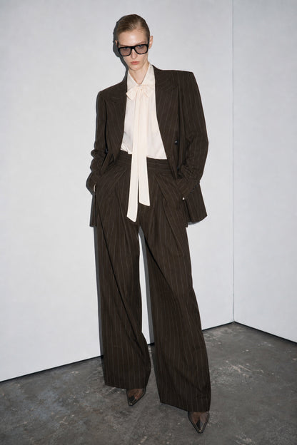 Khaki oversized sako z lyocellu a bavlny